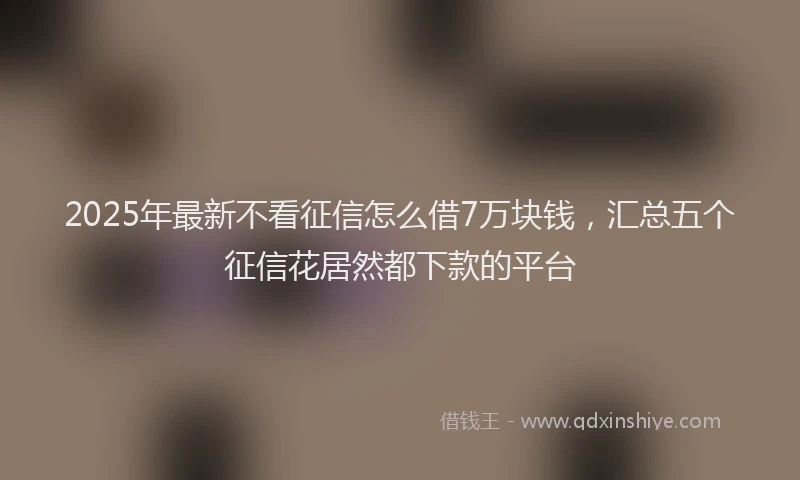 2025年最新不看征信怎么借7万块钱，汇总五个征信花居然都下款的平台
