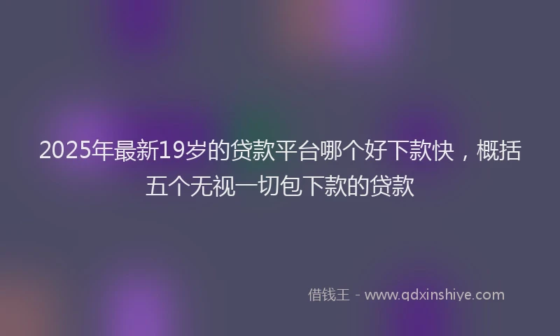 2025年最新19岁的贷款平台哪个好下款快，概括五个无视一切包下款的贷款