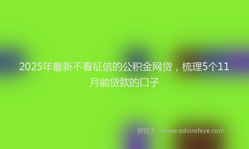 2025年最新不看征信的公积金网贷，梳理5个11月能贷款的口子