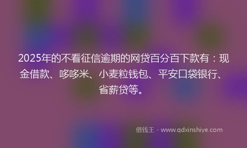 2025年的不看征信逾期的网贷百分百下款有：现金借款、哆哆米、小麦粒钱包、平安口袋银行、省薪贷等。