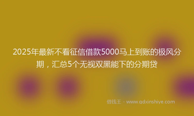 2025年最新不看征信借款5000马上到账的极风分期，汇总5个无视双黑能下的分期贷