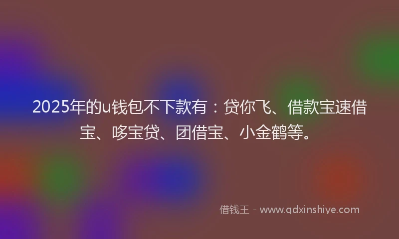 2025年的u钱包不下款有：贷你飞、借款宝速借宝、哆宝贷、团借宝、小金鹤等。