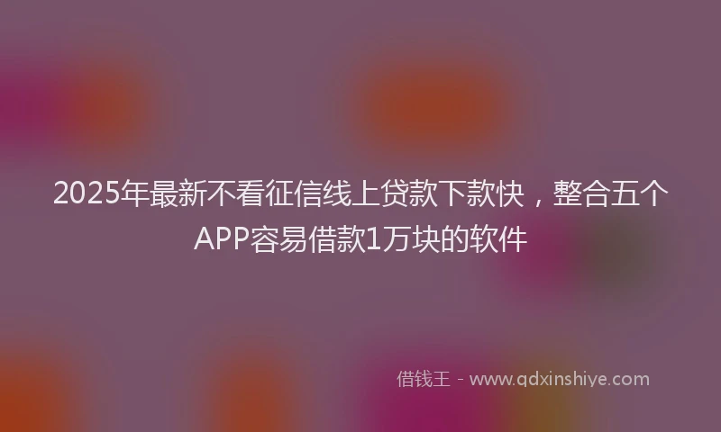 2025年最新不看征信线上贷款下款快，整合五个APP容易借款1万块的软件