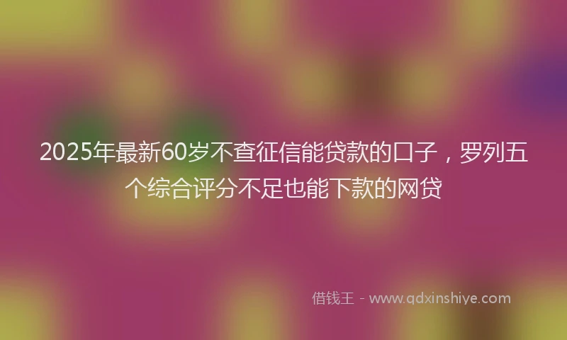 2025年最新60岁不查征信能贷款的口子，罗列五个综合评分不足也能下款的网贷