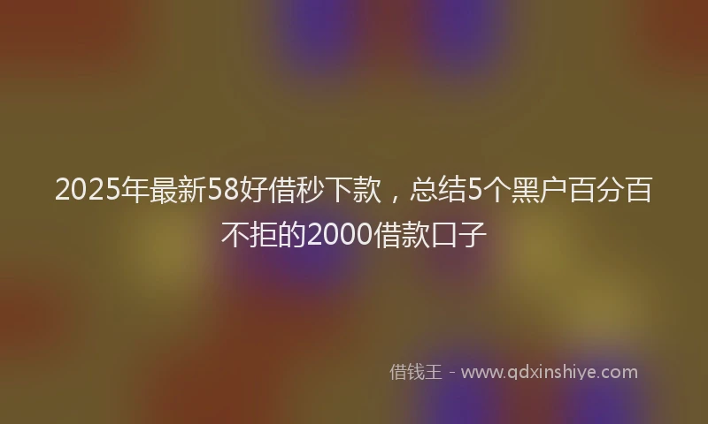 2025年最新58好借秒下款，总结5个黑户百分百不拒的2000借款口子
