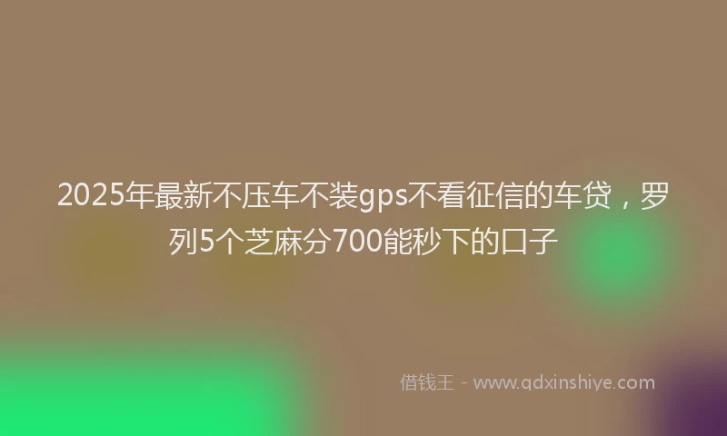 2025年最新不压车不装gps不看征信的车贷，罗列5个芝麻分700能秒下的口子