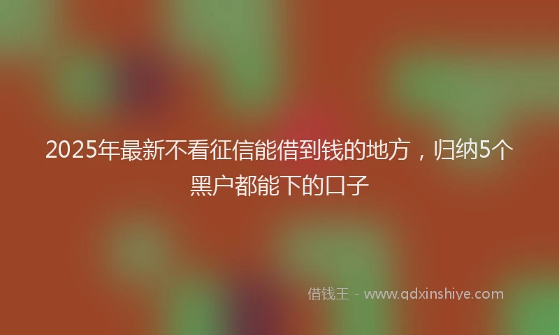 2025年最新不看征信能借到钱的地方，归纳5个黑户都能下的口子