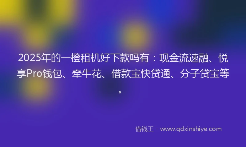 2025年的一橙租机好下款吗有：现金流速融、悦享Pro钱包、牵牛花、借款宝快贷通、分子贷宝等。