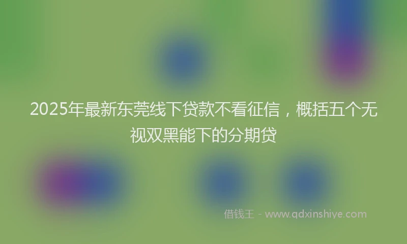 2025年最新东莞线下贷款不看征信，概括五个无视双黑能下的分期贷