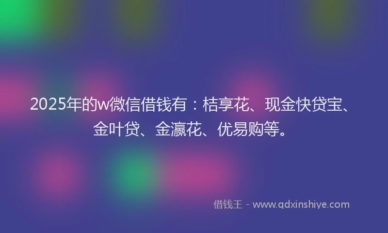 2025年的w微信借钱有：桔享花、现金快贷宝、金叶贷、金瀛花、优易购等。