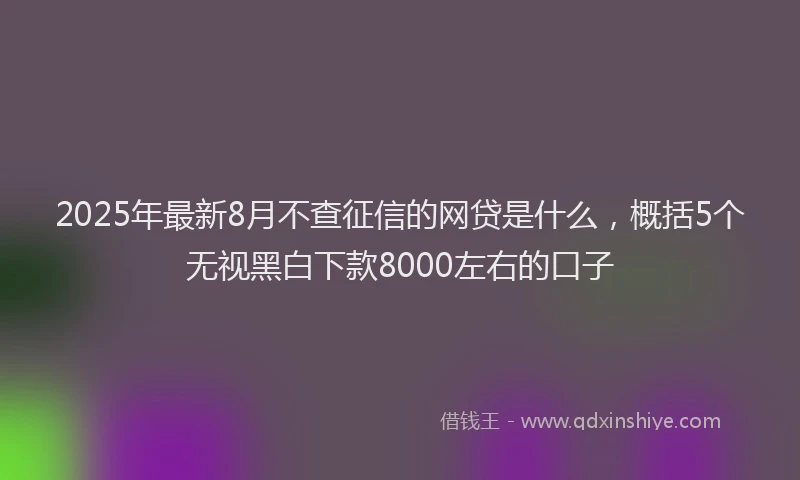 2025年最新8月不查征信的网贷是什么，概括5个无视黑白下款8000左右的口子