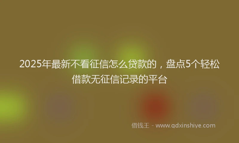 2025年最新不看征信怎么贷款的，盘点5个轻松借款无征信记录的平台