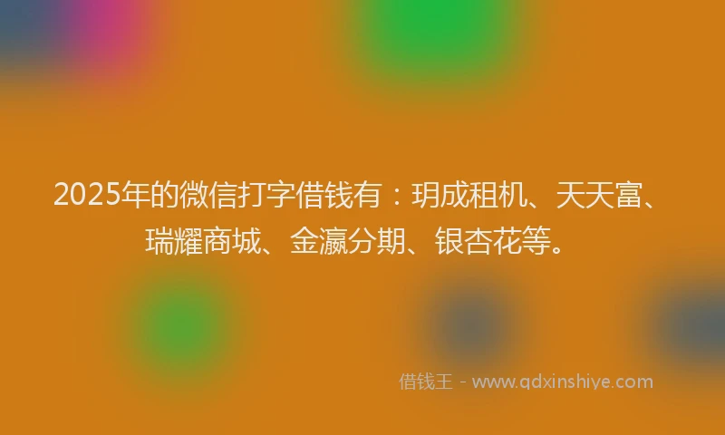 2025年的微信打字借钱有：玥成租机、天天富、瑞耀商城、金瀛分期、银杏花等。