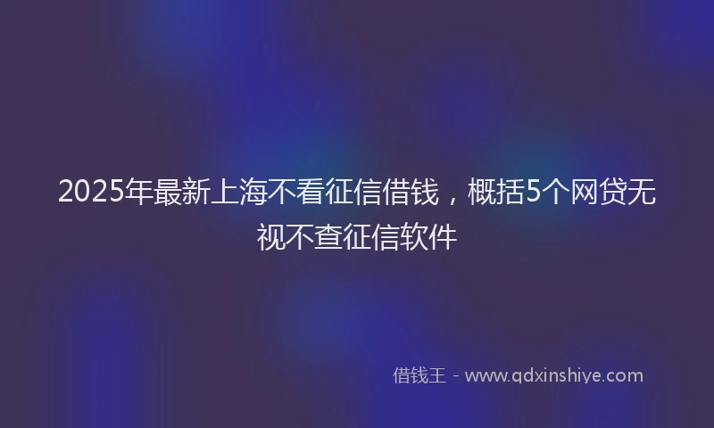 2025年最新上海不看征信借钱，概括5个网贷无视不查征信软件