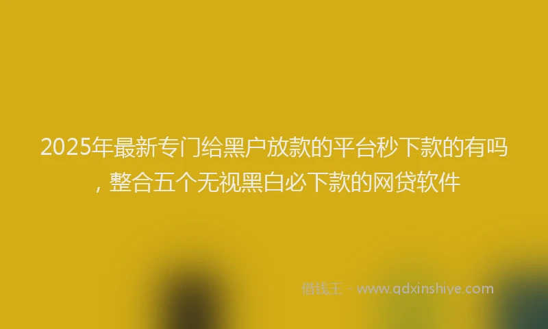2025年最新专门给黑户放款的平台秒下款的有吗，整合五个无视黑白必下款的网贷软件