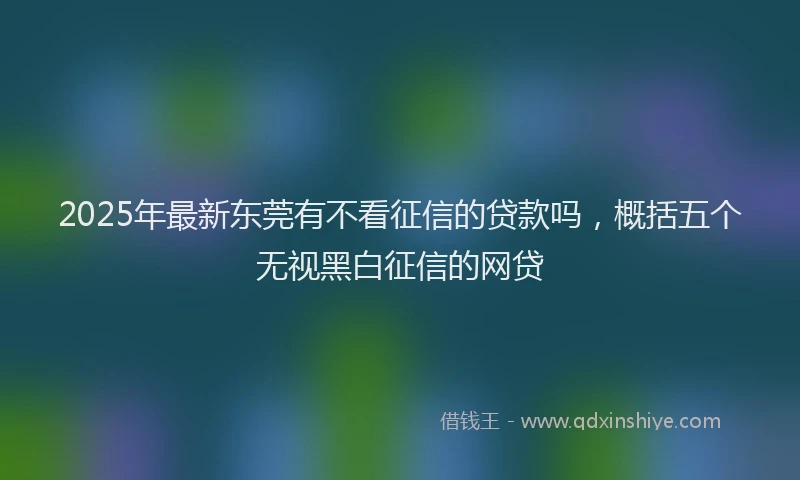 2025年最新东莞有不看征信的贷款吗，概括五个无视黑白征信的网贷