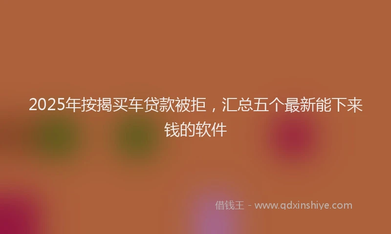 2025年按揭买车贷款被拒，汇总五个最新能下来钱的软件