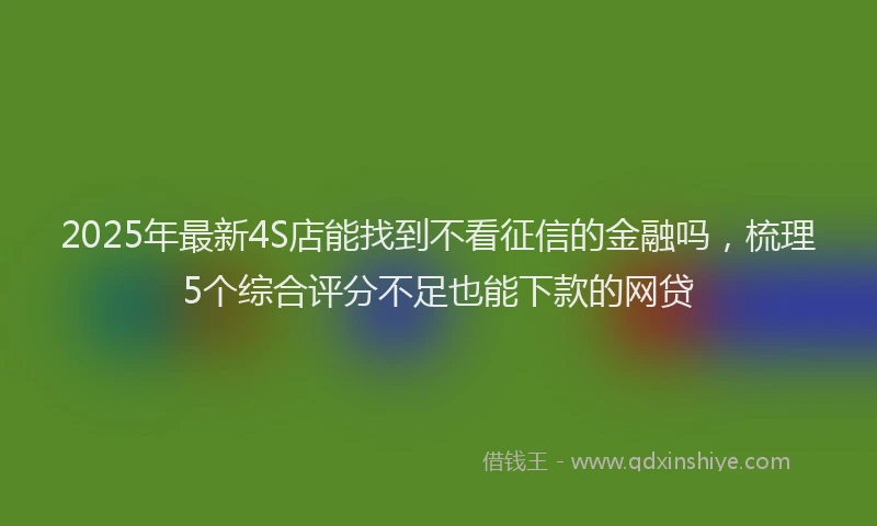 2025年最新4S店能找到不看征信的金融吗，梳理5个综合评分不足也能下款的网贷