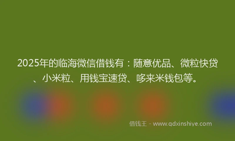 2025年的临海微信借钱有：随意优品、微粒快贷、小米粒、用钱宝速贷、哆来米钱包等。