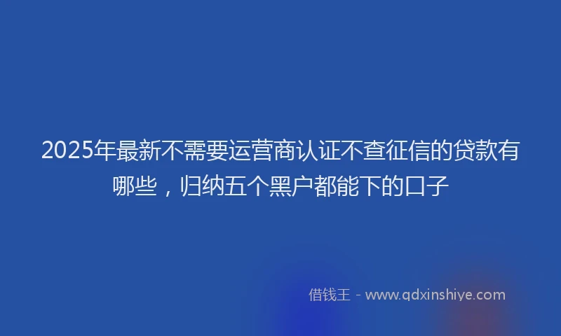 2025年最新不需要运营商认证不查征信的贷款有哪些，归纳五个黑户都能下的口子