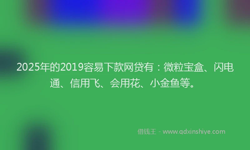 2025年的2019容易下款网贷有：微粒宝盒、闪电通、信用飞、会用花、小金鱼等。