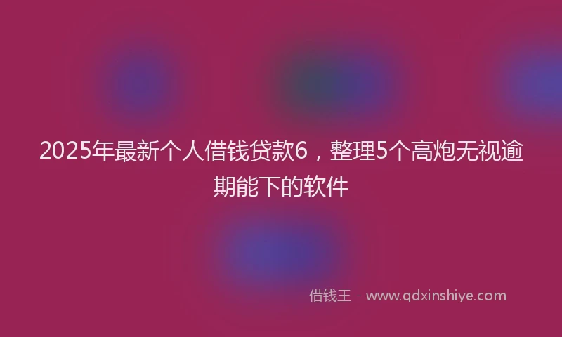 2025年最新个人借钱贷款6，整理5个高炮无视逾期能下的软件