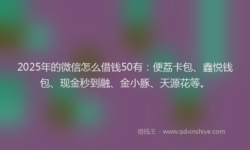 2025年的微信怎么借钱50有：便荔卡包、鑫悦钱包、现金秒到融、金小豚、天源花等。