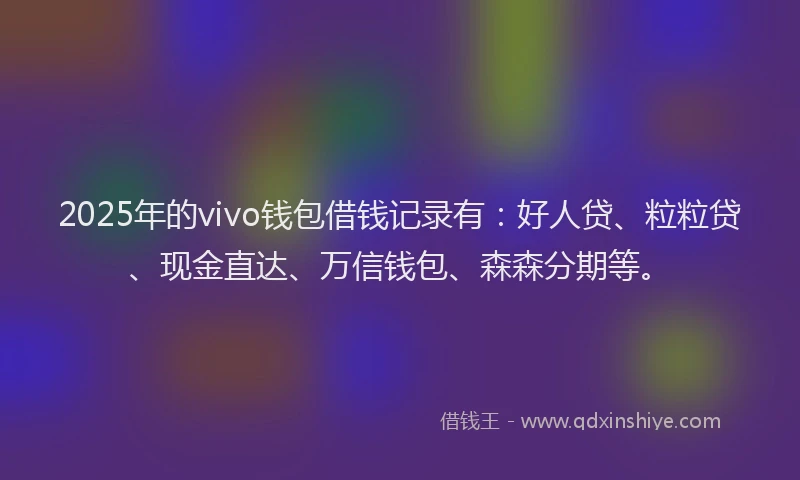 2025年的vivo钱包借钱记录有：好人贷、粒粒贷、现金直达、万信钱包、森森分期等。