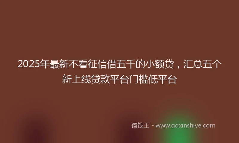 2025年最新不看征信借五千的小额贷，汇总五个新上线贷款平台门槛低平台