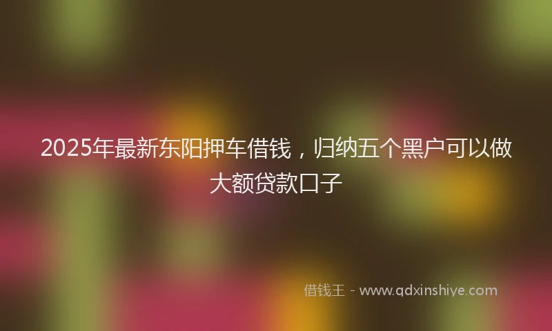 2025年最新东阳押车借钱，归纳五个黑户可以做大额贷款口子