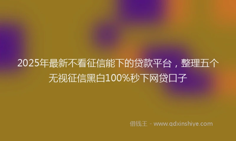 2025年最新不看征信能下的贷款平台，整理五个无视征信黑白100%秒下网贷口子