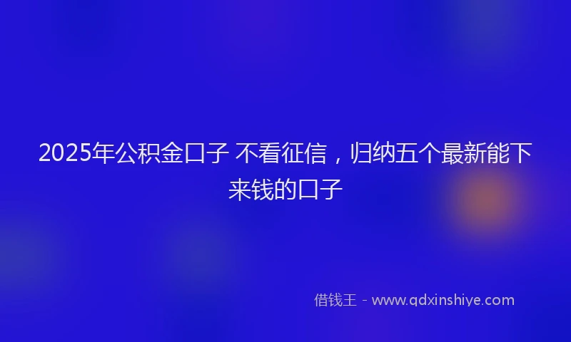2025年公积金口子 不看征信，归纳五个最新能下来钱的口子