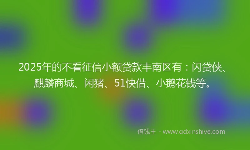 2025年的不看征信小额贷款丰南区有：闪贷侠、麒麟商城、闲猪、51快借、小鹅花钱等。