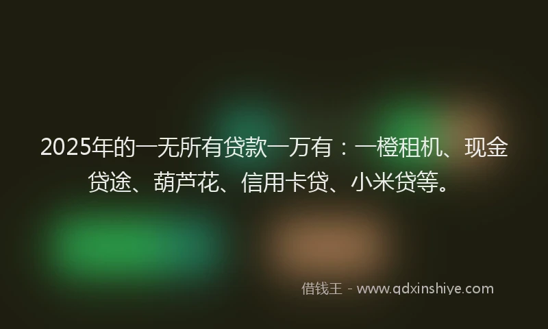2025年的一无所有贷款一万有：一橙租机、现金贷途、葫芦花、信用卡贷、小米贷等。