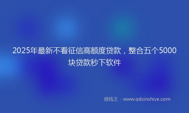 2025年最新不看征信高额度贷款，整合五个5000块贷款秒下软件
