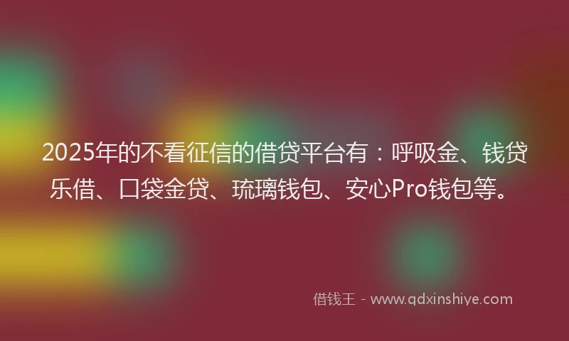 2025年的不看征信的借贷平台有：呼吸金、钱贷乐借、口袋金贷、琉璃钱包、安心Pro钱包等。