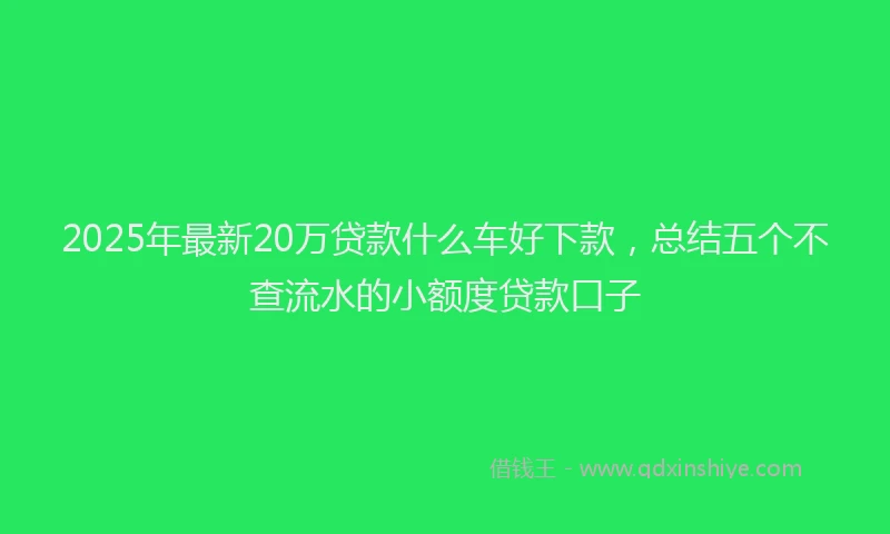 2025年最新20万贷款什么车好下款，总结五个不查流水的小额度贷款口子