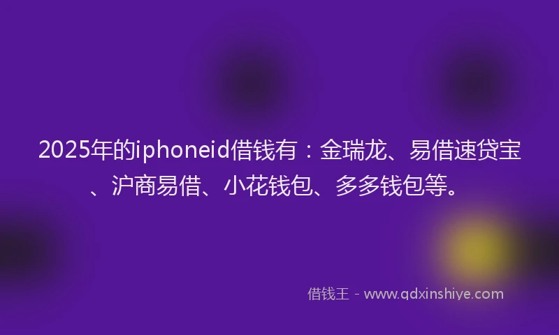 2025年的iphoneid借钱有：金瑞龙、易借速贷宝、沪商易借、小花钱包、多多钱包等。