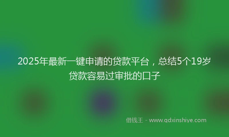 2025年最新一键申请的贷款平台，总结5个19岁贷款容易过审批的口子