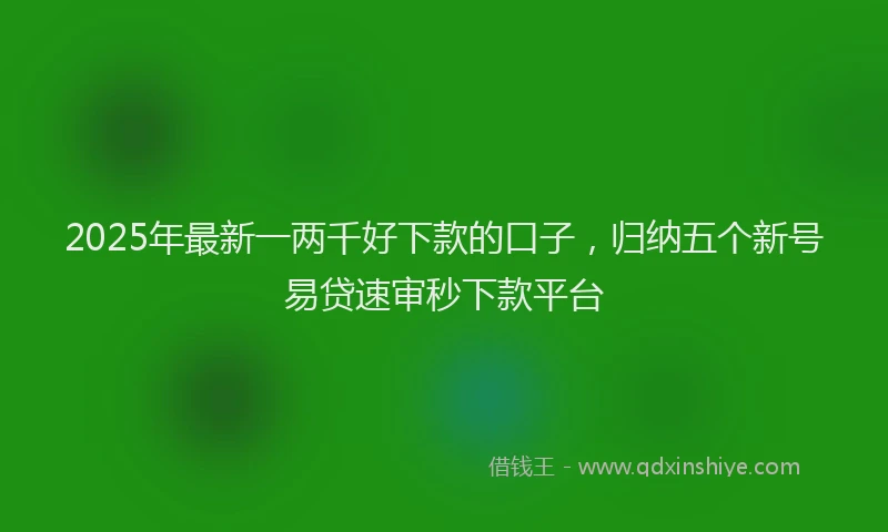 2025年最新一两千好下款的口子，归纳五个新号易贷速审秒下款平台