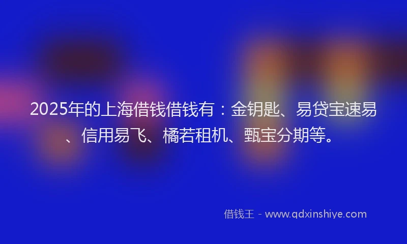 2025年的上海借钱借钱有：金钥匙、易贷宝速易、信用易飞、橘若租机、甄宝分期等。