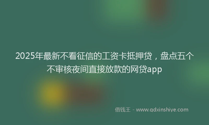 2025年最新不看征信的工资卡抵押贷，盘点五个不审核夜间直接放款的网贷app