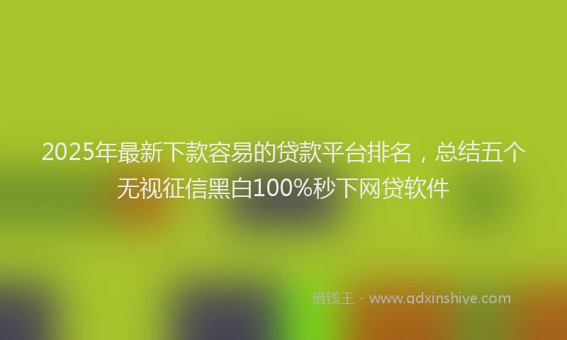 2025年最新下款容易的贷款平台排名，总结五个无视征信黑白100%秒下网贷软件
