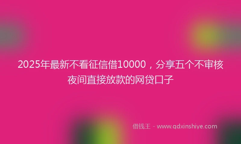 2025年最新不看征信借10000，分享五个不审核夜间直接放款的网贷口子