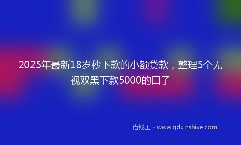 2025年最新18岁秒下款的小额贷款，整理5个无视双黑下款5000的口子