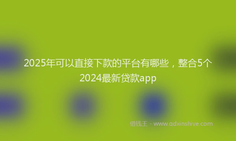 2025年可以直接下款的平台有哪些，整合5个2024最新贷款app