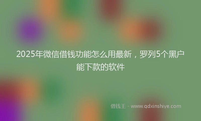 2025年微信借钱功能怎么用最新，罗列5个黑户能下款的软件