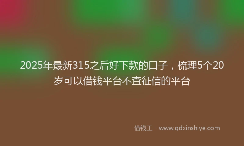 2025年最新315之后好下款的口子，梳理5个20岁可以借钱平台不查征信的平台
