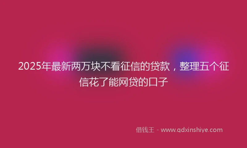 2025年最新两万块不看征信的贷款，整理五个征信花了能网贷的口子