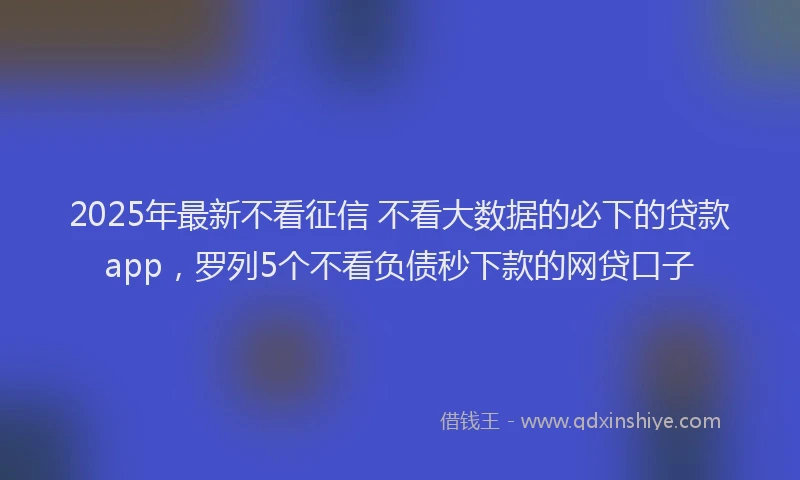 2025年最新不看征信 不看大数据的必下的贷款app，罗列5个不看负债秒下款的网贷口子